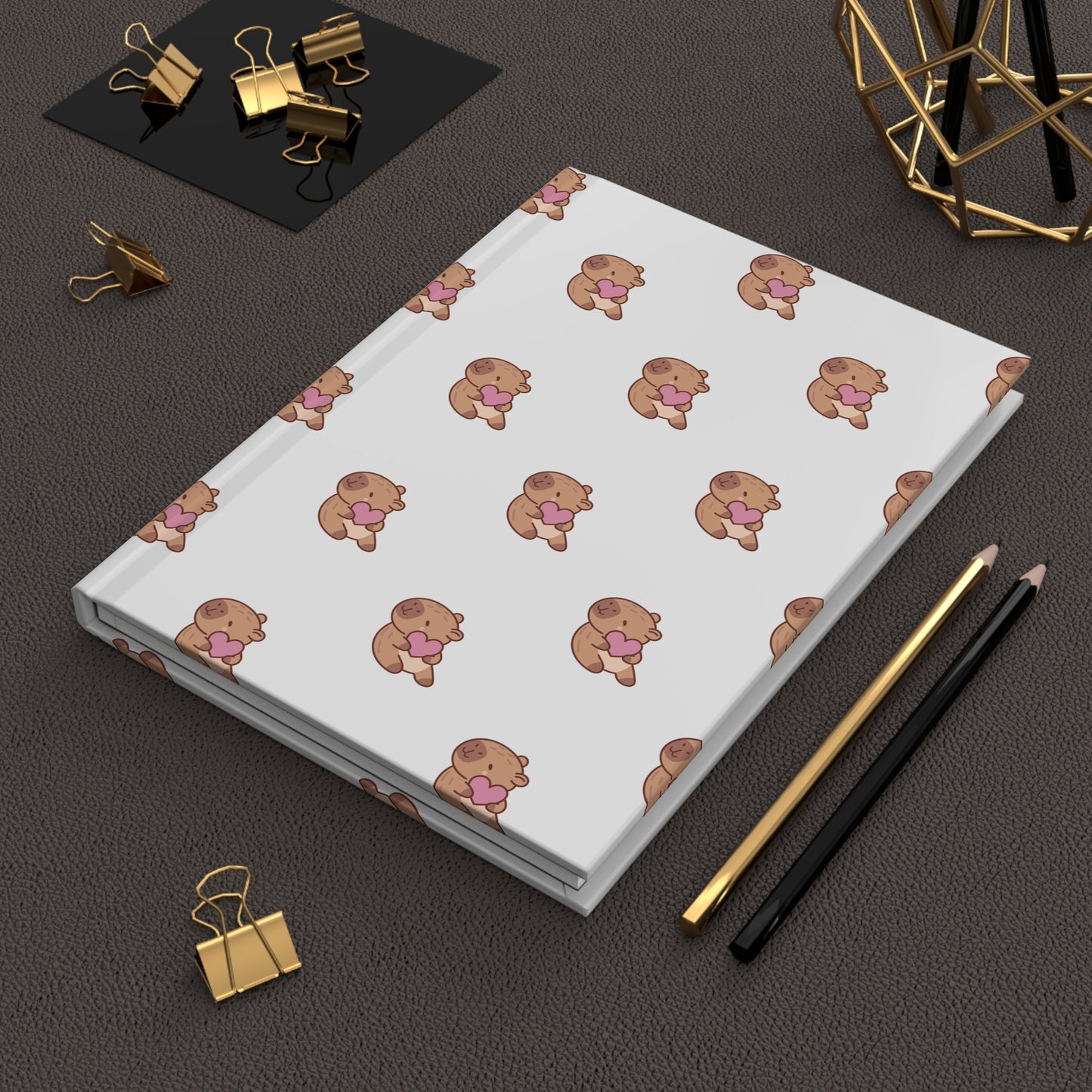 The Cute “Capybara Love” Notebook – Hardcover Journal with Heart Design