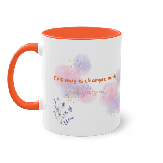 The Two-Tone Good Vibes Only Coffee Mug - 11oz - Perfect for Gifting!