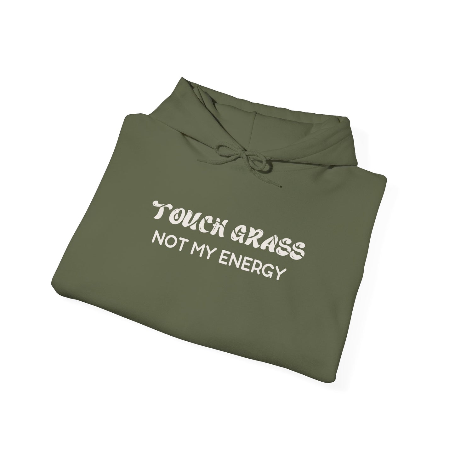 Touch Grass Not my Energy Hoodie-White| Military Green