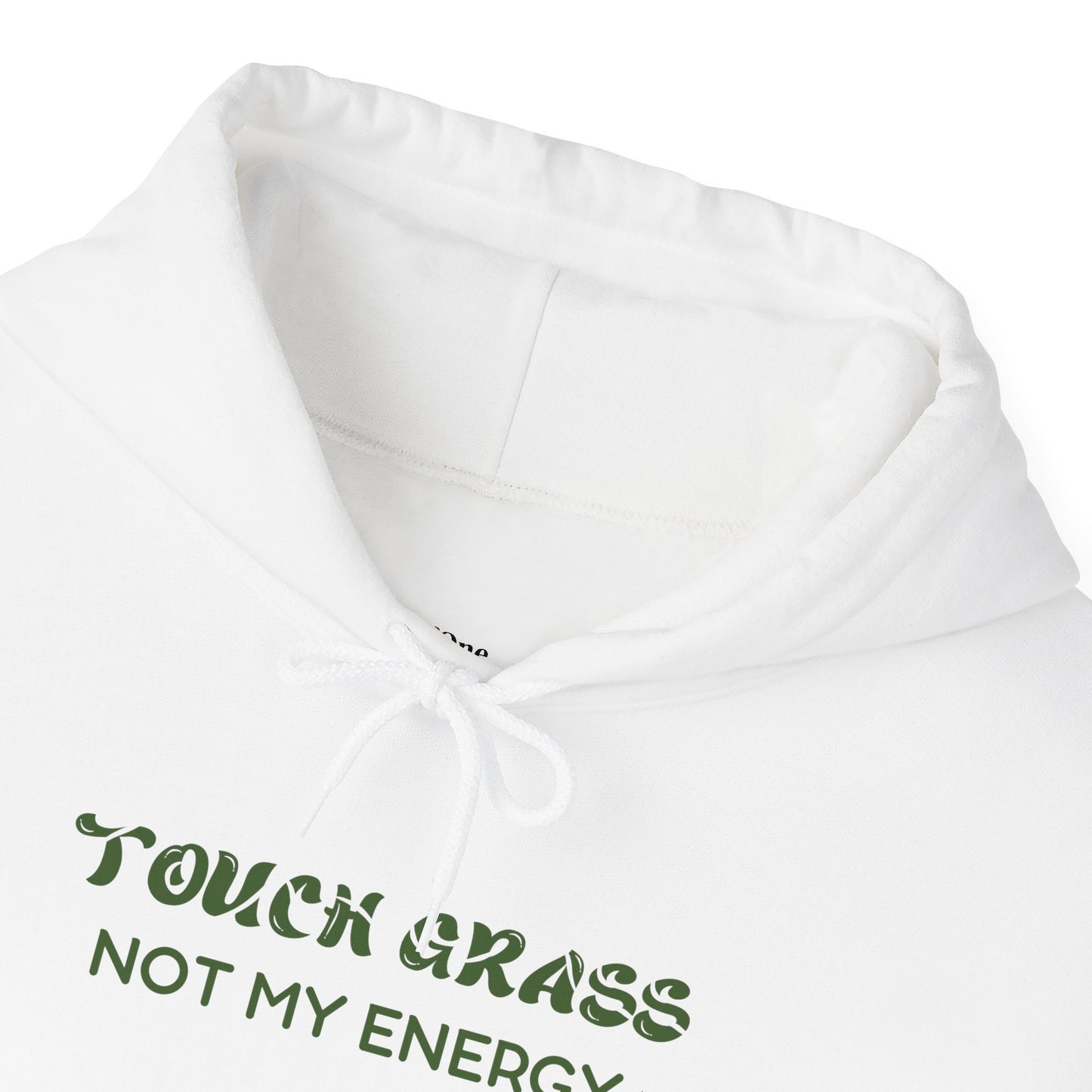 Touch Grass Not my Energy Hoodie-White| Military Green