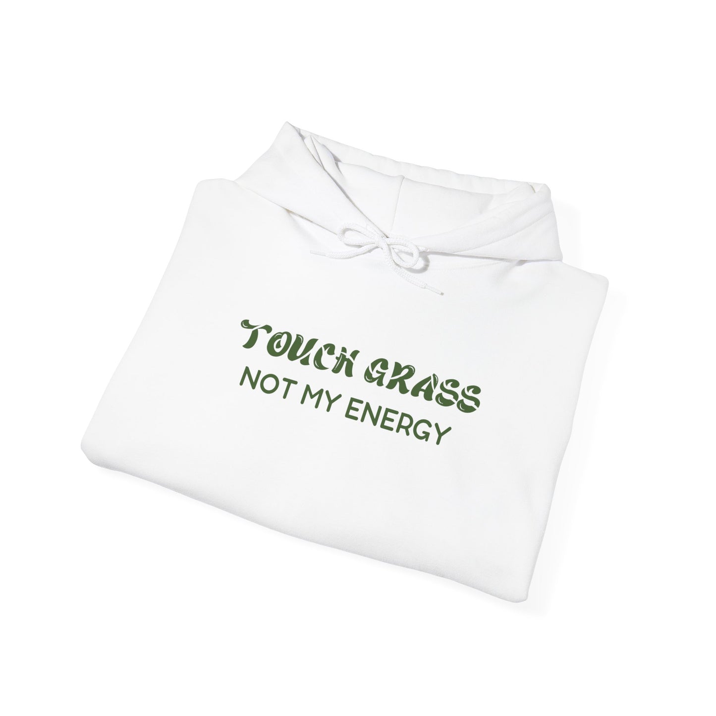 Touch Grass Not my Energy Hoodie-White| Military Green